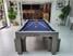 Billiards Monfort Lewis Pool Dining Table - Old Oak Finish - French Navy Cloth - End