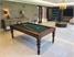 Signature Norton Pool Dining Table - Solid Walnut Finish - Ranger Green Cloth - Angled