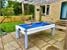 DPT Fusion Outdoor Pool Table in White with Blue Cloth - Installation