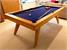 Signature Sexton Pool Dining Table - Oak Finish - French Navy Cloth