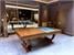 Signature Huntsman Pool Dining Table in Walnut w Ranger Green Cloth - Installation (One Dining Top)