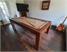 Signature Chester Pool Dining Table - Solid Walnut Finish - Taupe Cloth