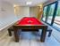Signature Chester Pool Dining Table - Solid Walnut Finish - Red Cloth - 1