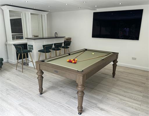 Signature Norton English Pool Dining Table in Silver Mist: 7ft