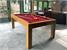 Signature Chester Pool Dining Table in Oak with Maroon Cloth - Installation