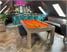Signature Chester Pool Dining Table - Silver Mist Finish - Orange Cloth
