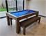 Signature Chester Pool Dining Table - Silver Mist Finish - Blue Cloth