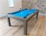 Signature Richman Pool Dining Table - Silver Mist Finish - Simonis Tournament Blue Cloth