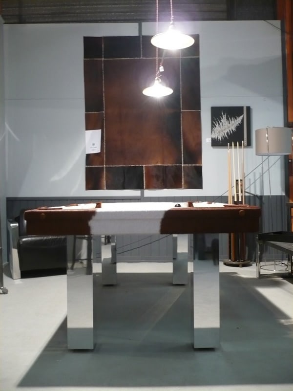 Toulet Leather Pinto Pool Table Room Shot End