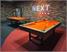 Signature Marshall Pool Dining Table - Silver Mist Finish - Orange Cloth