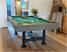 Signature Marshall Pool Dining Table - Silver Mist Finish - Green Cloth