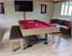 Signature Marshall Pool Dining Table - Silver Mist Finish - Maroon Cloth