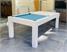 Signature Chester Pool Dining Table - White Finish - Powder Blue Cloth