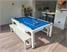 Signature Strickland American Pool Dining Table - White Finish - Tournament Blue Cloth