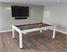 Signature Strickland American Pool Dining Table - White Finish - Olive Cloth