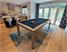 Signature Strickland American Pool Dining Table - Light Grey & Oak Finish - Navy Cloth