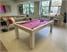 Signature Hawkes Pool Dining Table - High Gloss White Finish - Pink Cloth - Installation