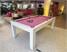 Signature Hawkes Pool Dining Table - High Gloss White Finish - Pink Cloth - Installation