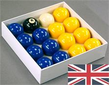 2” Blues and Yellows English Pool Balls