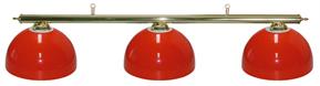 Pool Table Light - Brass Bar with 3 Red Bowl Shades