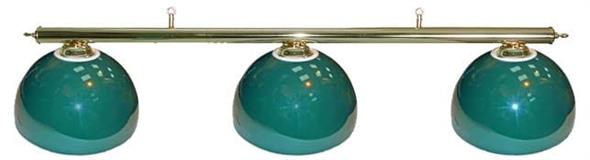 Pool Table Light - Brass Bar with 3 Green Bowl Shades