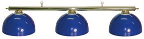 Pool Table Light - Brass Bar with 3 Blue Bowl Shades