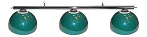 Pool Table Light - Chrome Bar with 3 Green Bowl Shades
