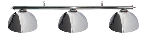 Pool Table Light - Chrome Bar and Chrome Metal Bowl Shades
