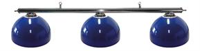 Pool Table Light - Chrome Bar with 3 Blue Bowl Shades