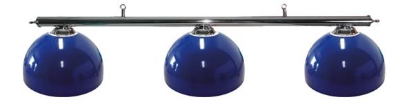 Pool Table Light - Chrome Bar with 3 Blue Bowl Shades