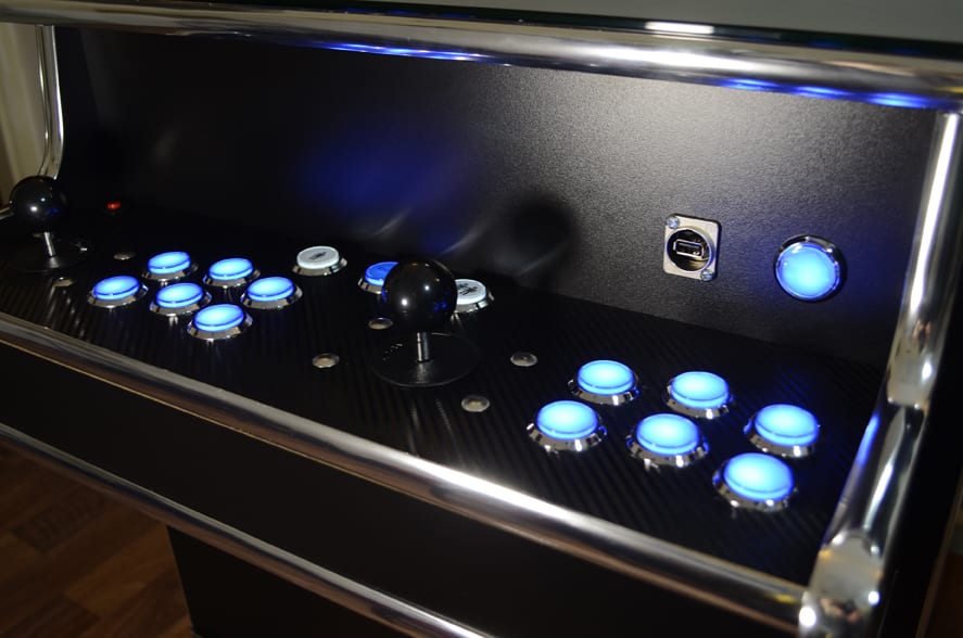 Close up of GamePro Illuminated Blue Buttons