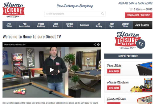 Home Leisure Direct TV - The Games Room TV Channel