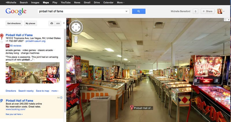 Pinball Hall of Fame Google Maps 3D Tour